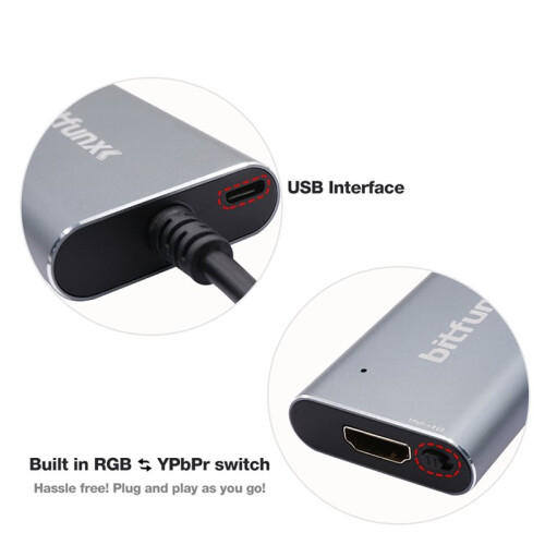Bitfunx Conversor PS2 para  Compatível com Consoles de Jogos para PS2, para PS1 e para  1/2 com Chave Seletora RGB para YPbPr 1