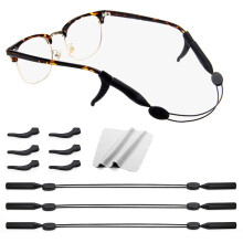 Adjustable NoTail Glasses Strap XL 3 Pack, Durable AntiSlip Silicone Eyewear Retainer for Men and Women