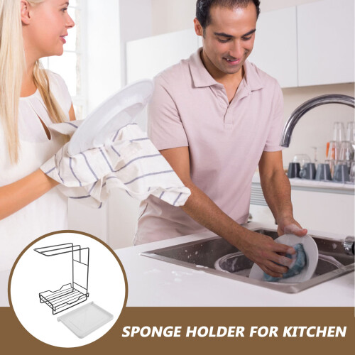 Dish Rag Holder Kitchen Sponge Holder Black 1Set 2
