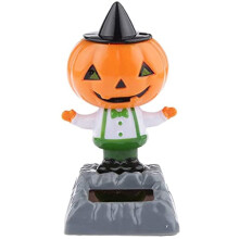 Solar Bobble Head Pumpkin with SolarPowered Motion Dancing Toy for Car Dashboard Halloween Decoration