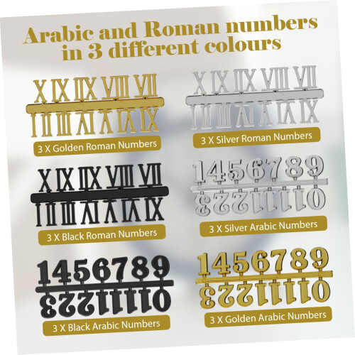 DIY Wall Clock Numerals Kit with Black Roman Numbers, Durable Replacement for Creative Home Decor 2
