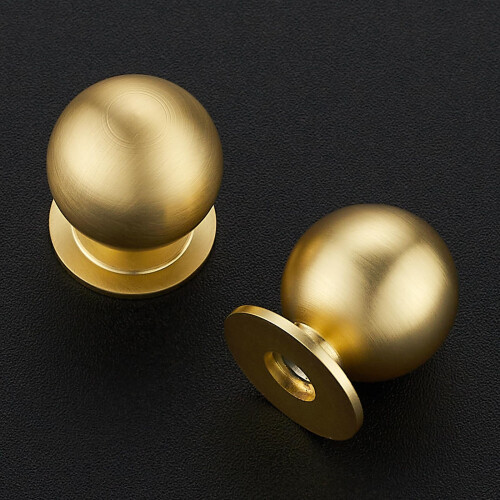 6 Pack Round Brushed Brass Cabinet Knobs, Modern Gold Drawer Pulls for Kitchen and Dresser 1