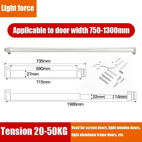 Sliding Door Closer 29.5–51in, Automatic Self Closing, Adjustable Speed, Quiet Pneumatic Buffer 1
