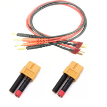 RC Charging Cable 14AWG XT60 to Deans T Plug 300mm Lead, Fast Current Charging RC Battery Adapter 4pcs