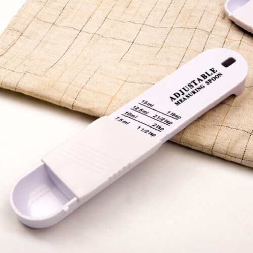 Adjustable Measuring Spoons for Baking Use Creative White Plastic Spoon with Scale Compact Size Easy to Store and Use 1