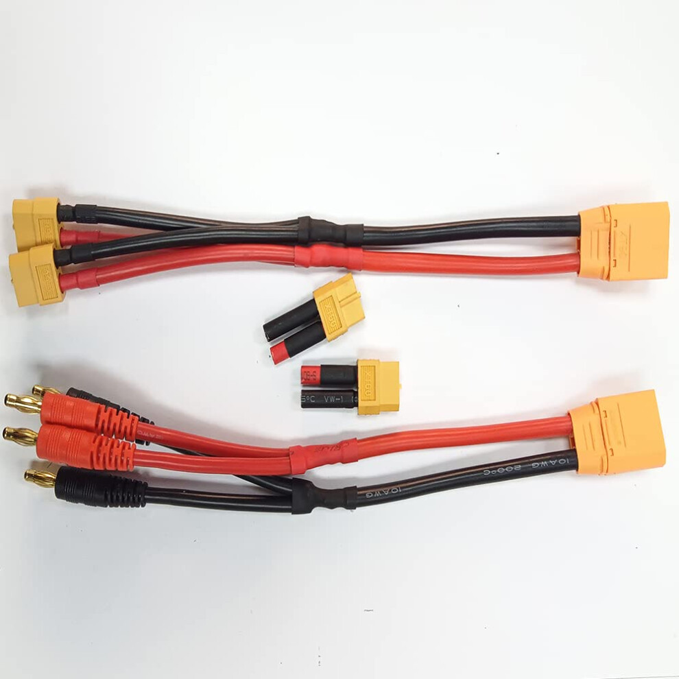 12Awg Current Rc Charging Cable 150Mm With Xt90 Xt60 Connectors And 4Mm Bullet Adapter Set 9092120010350