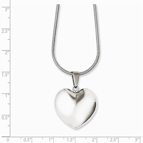 Κολιέ μενταγιόν Puff Heart από γυαλισμένο ανοξείδωτο ατσάλι 20 ιντσών 1