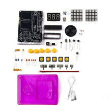 DIY Game Kit Game Console Electronic Soldering Production Kit Pixel Game Console Kit Voice Version, Shell