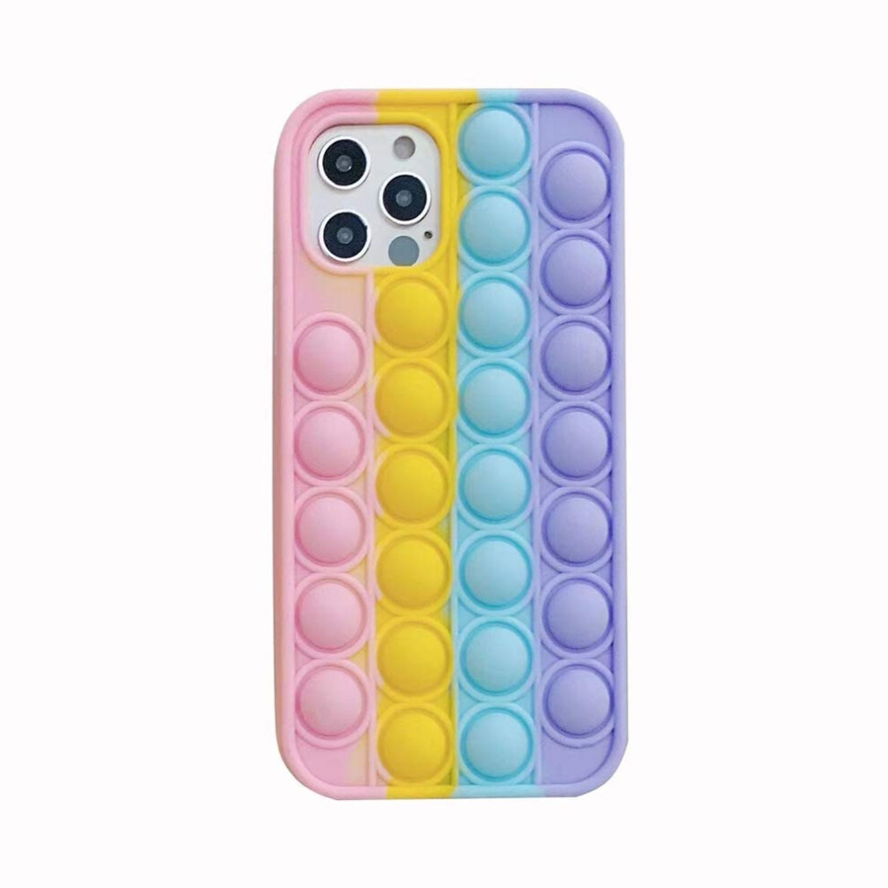 Pop It Phone Case For Iphone Xr, Rainbow Fidget Bubble Cover, Dual Function Design, Stress Relief 9771547387091