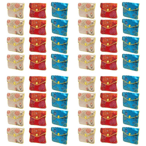 Bolsa de Seda com 48 Peças, Bolsa de Seda Brocado, Bolsa de Presente, Várias Cores