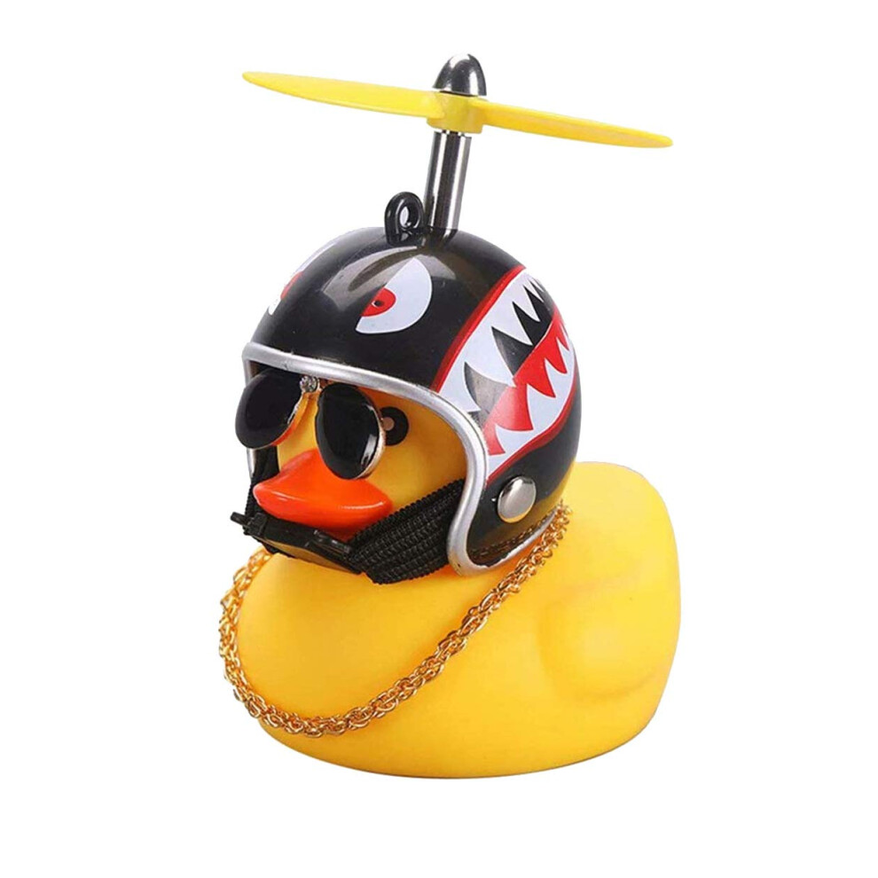 Rubber Duck Car Ornament With Propeller Helmet, Duck Dashboard Decoration, Squeeze Sound Toy Yellow 9771547387312