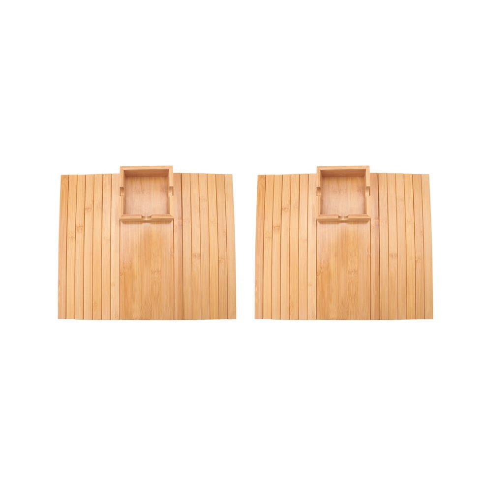 2X Sofa Armrest Tray,Couch Cup Holder,Bamboo Tray With Cup Holder,Bamboo Couch Cup Holder Tray Brecantia