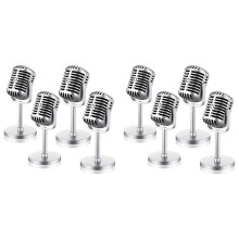 8Pcs Retro Microphone Props Model Vintage Microphone Antique Microphone Toy Microphone Stage Table Decor,Silver