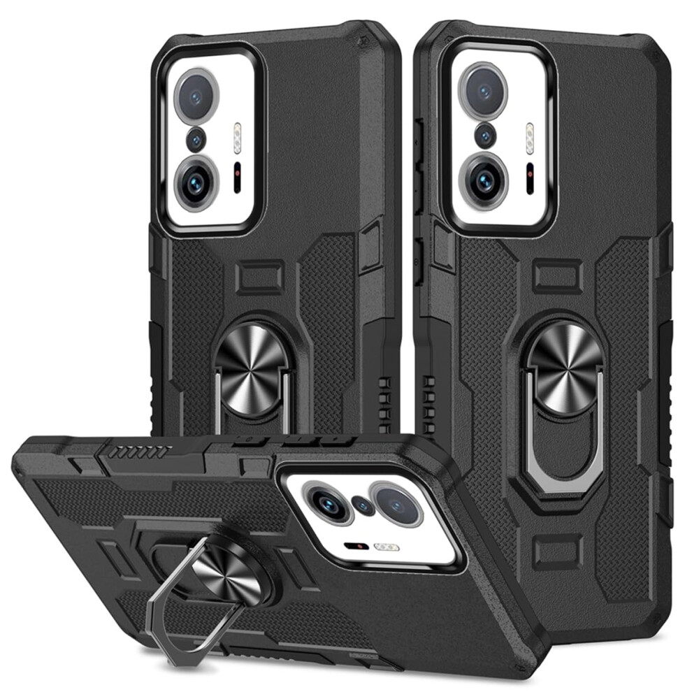 Shockproof Dual Layer Armor Cover With 360 Kickstand Magnetic Mount For Xiaomi Mi 11T Pro 5G Black 9771547387893
