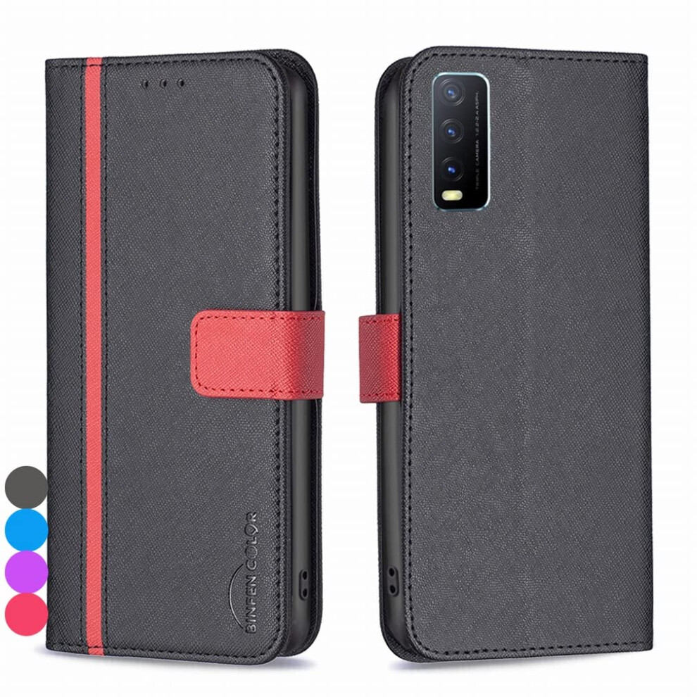 Wallet Case Leather Cover With Card Slot Kickstand Shockproof Tpu Protective Folio For Vivo Y20 Black 9092120011296