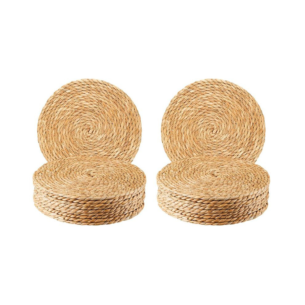 Semoic Round Woven Placemats Set Of 20, 12 Inch Boho Rattan Placemats Hand-Woven Placemats, For Dining Table,Home,Wedding