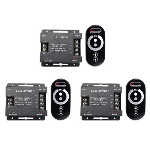 3X 18A LED Monochrome Controller Dimmer 12V 24V with RF Wireless Touch Remote Control for Single Color Light Bar