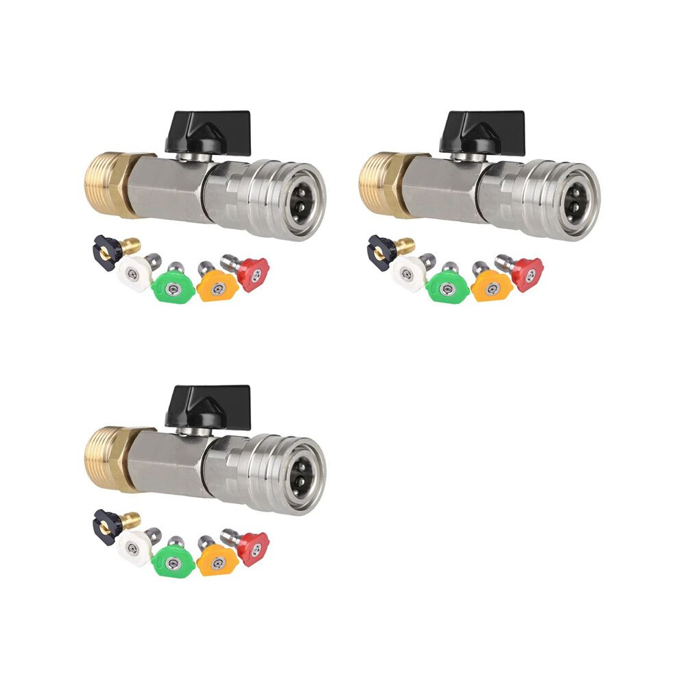 3X High Pressure Washer Valve Kit 1/4Inch Quick Connector And M22 14Mm For Power Washer Hose /Off With Nozzle 6032695196625