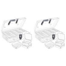 2X Bead Organizer Box with Handle, 24 Pcs Rectangle Storage Plastic Cases, Clear Bead Storage Containers Boxes