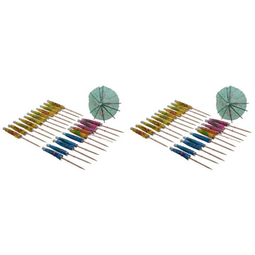 48 Mixed Paper Cocktail Umbrellas Parasols Party Drinks