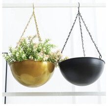 Jardinière Suspendue Décorative D'Intérieur en Métal pour Plantes Succulentes, Accessoire de Jardin, Doré, Petit Modèle