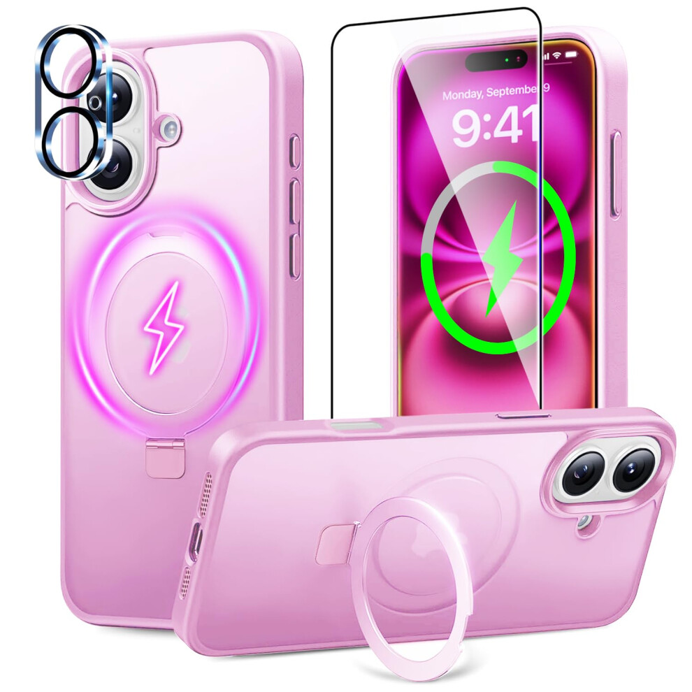 Shockproof Case For Iphone 16 Plus Light Translucent Matte Slim Protective Cover With Raised Edge Guard Pink 9771547388463