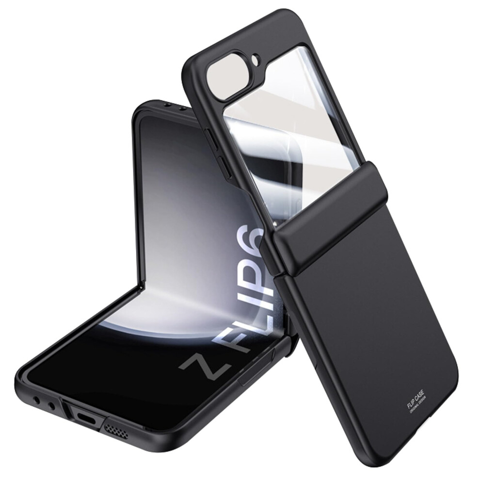 Case With Hinge Protection And Tempered Glass, Slim Shockproof Hard Pc Cover For Samsung Galaxy Z Flip 6 Black 9092120012392