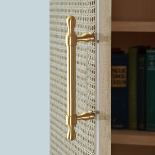 Solid Brass Cabinet Handles for Kitchen and Bathroom, Moisture Resistant Drawer Pulls Set 2