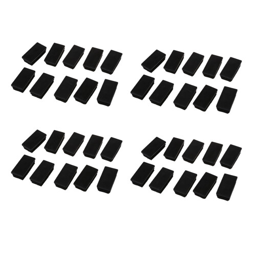 Plastic Rectangle Tube Inserts End Blanking Cap 25X50mm 40 Pcs Black 1