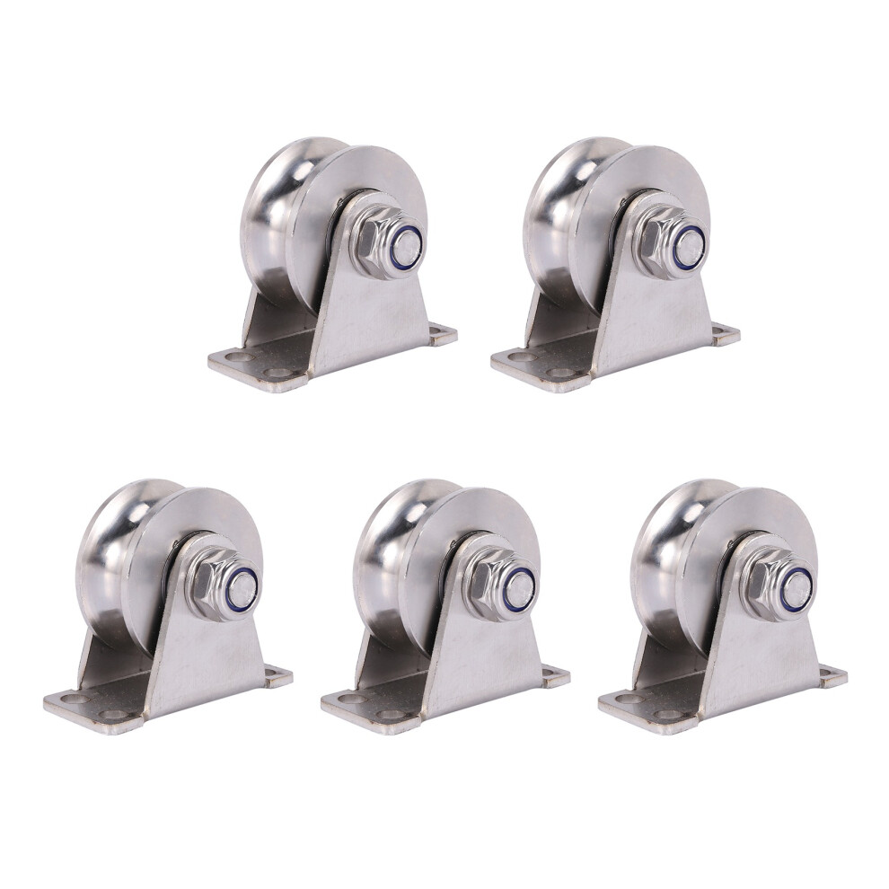 5 Pack U-Type Stainless Steel Pulley Block Mute Bearings Sliding Roller Track Wheel 6032455391802