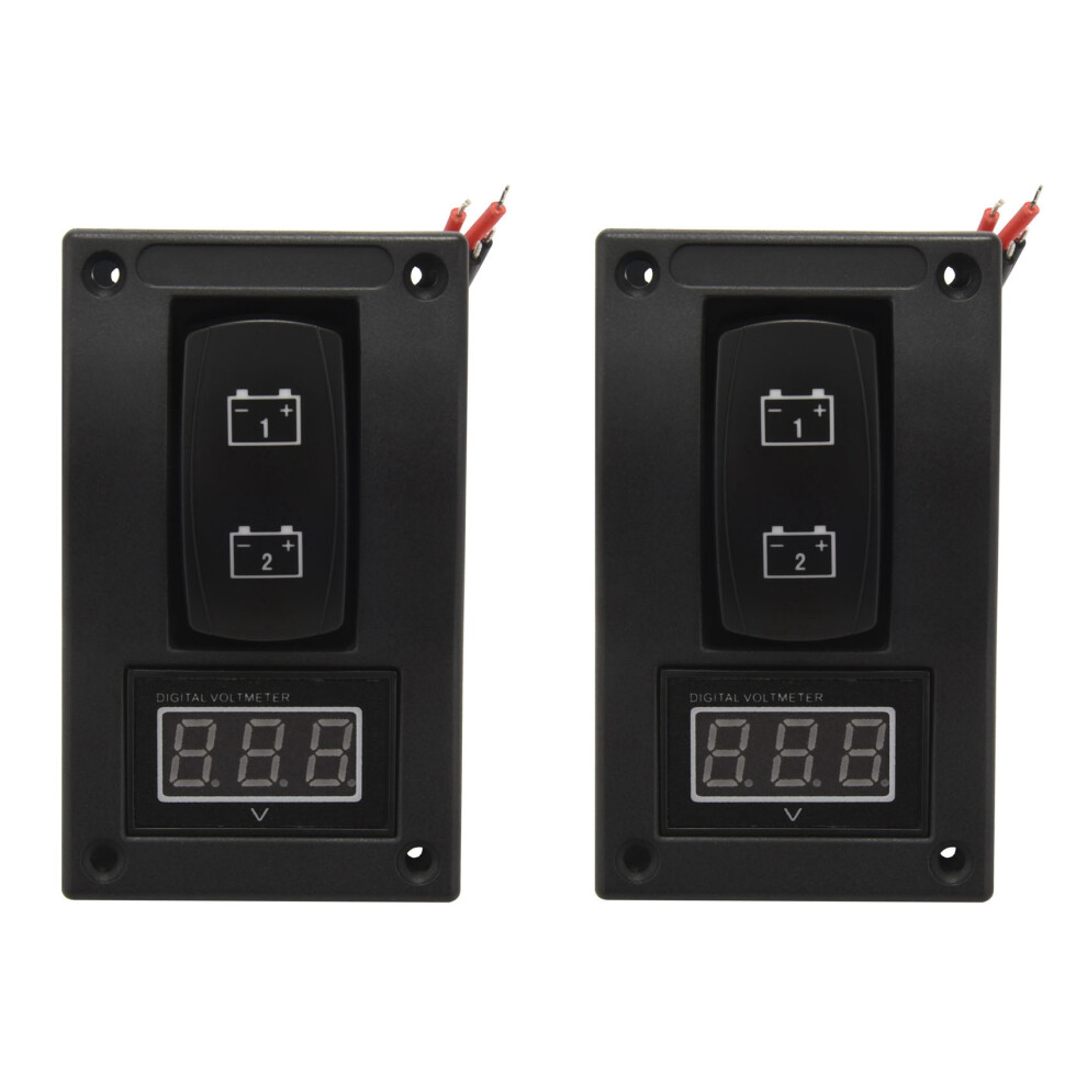 2X 12-24V Led Dual Battery Test Panel Rocker Car Truck Marine Boat Voltmeter 4P -Off- Red 6032462466173