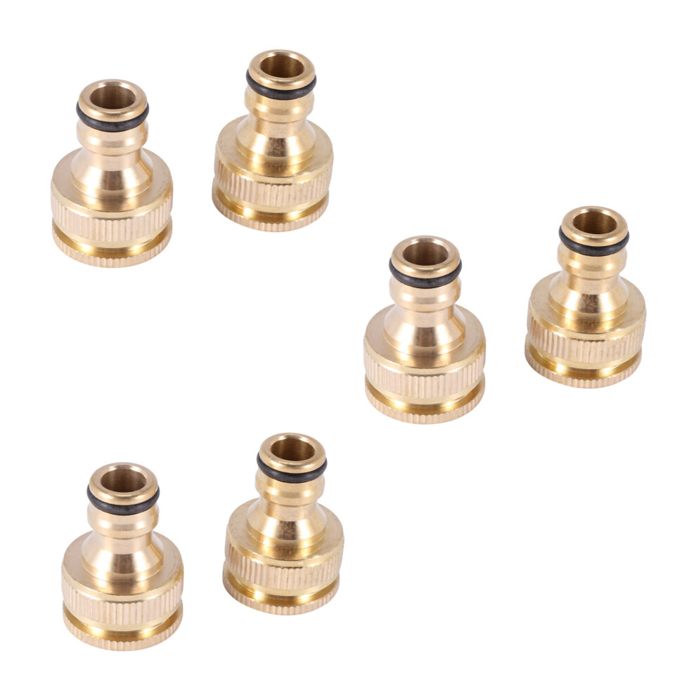 6 Pack Brass Garden Hose/Hosepipe Tap Connector 1/2 Inch And 3/4 Inch 2-In-1 Female Threaded Faucet Adapter 6033495036180