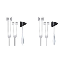 4x Neurological Tuning Fork, 128Hz+256Hz Silver, Aluminum Alloy Body Weighted Tuning Forks for Healing Chakra Set