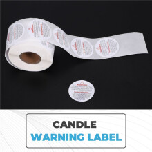 500Pcs 3.8cm Candle Warning Label Candle Jar Container Sticker Waterproof Candle Safety Label Vow Sticker Label