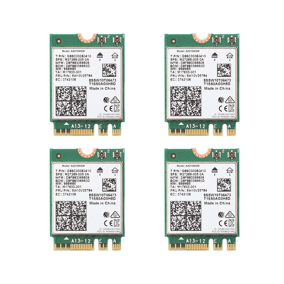 4X Ax210 Ax210ngw Network Card M.2 Ngff 2.4Ghz/5G Wi-Fi 6E 2400Mbps Wifi Card 802.11Ax 5.2 Wifi Adapter 6033797281189