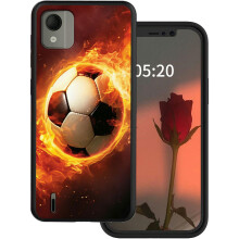 Phone Case for Nokia C110 6.3 inch Shockproof Soft TPU Silicone Cover with Fire Football Pattern Slim Protective Design