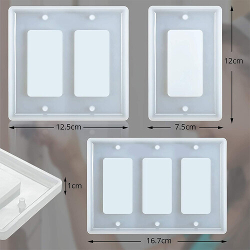 3 Pieces  Plate Resin Molds Socket Panel Silicone Mold Light  Plate Epoxy Molds  Plate Casting Mold 1