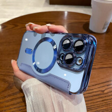 Magnetic Leather Wallet Case for iPhone 13 with Card Holder, Slim Protective Transparent Cover