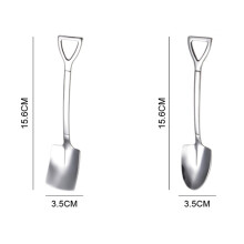 10st Rostfritt Stål Spade Kaffeskedset Tesked Spade Dessertsked Present-Servis-Fyrkantigt Huvud
