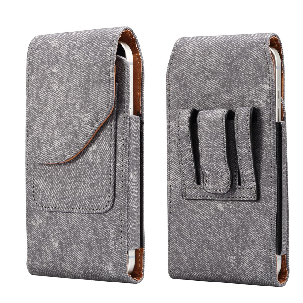 Heavy Duty Pu Leather Phone Holster With Magnetic Snap, Card Holder And Belt Clip For 6.9‑Inch Smartphones Gray 9092120014457