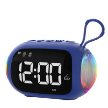 Draagbare Wekker FM-Radio -Luidsprekers Kleurrijke Lichtsubwoofer met Dimbaar Display Dubbele Alarmmuziekspeler, A