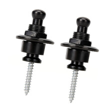 Set of 2 Guitar Strap Locks Antislip Guitar Pins Strap-Black M