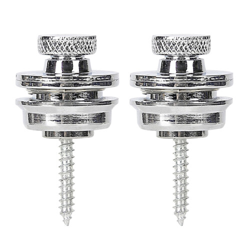 2 Pack Guitar Strap Lock Button Nonlip Guitars-Silver L