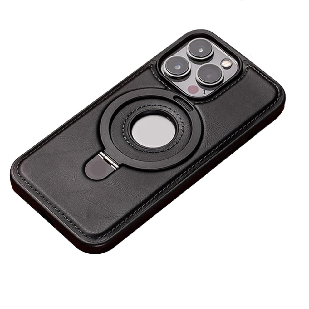 Leather Iphone Case With Magnetic Kickstand, Shockproof Full Coverage Protection For Iphone 1216 Series Black 9771547558958