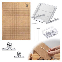 104Pcs Lace Board and Metal Adjustable Stand with T Pin Clip Macrame Supplies Reversible Mesh Macrame Projects