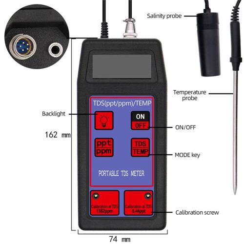 LCD Digital TDS Meter High Precision Water Quality Tester TDS Temperature Detector Waterproof Water Analyzer 1