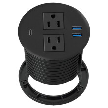 Power Grommet with USB for Desktop Desktop Power Data Outlet with 2 AC Outlets and 2 USB Black US Plug 2USB+1PD