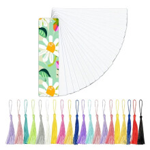Bulk Blank Sublimation Bokmärke med Tofsar Dubbelsidiga Utskrivbara Bokmärken Blanks för Heat Transfer Diy