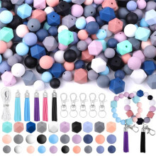 121 Pezzi di Perline In Silicone per Kit per Realizzare Portachiavi, Perline Multicolori Perline Sfuse In Silicone per Collane, Braccialetti DIY