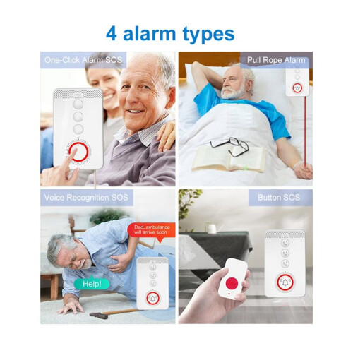 Emergency Alarm System 4G 433MHZ SOS Two-Way Intercom Call One-Button Rescue Host for Elderly Emergency Help EU Plug